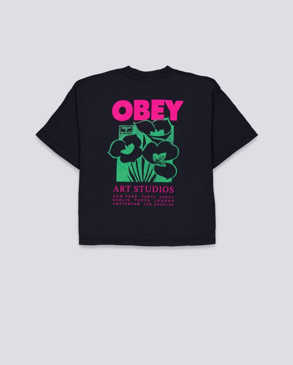 Camiseta Obey Art Studio Flowers Negro Unisex 268072682-DIB
