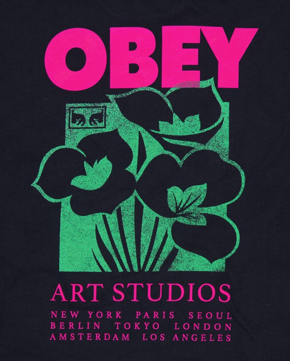 Camiseta Obey Art Studio Flowers Negro Unisex 268072682-DIB