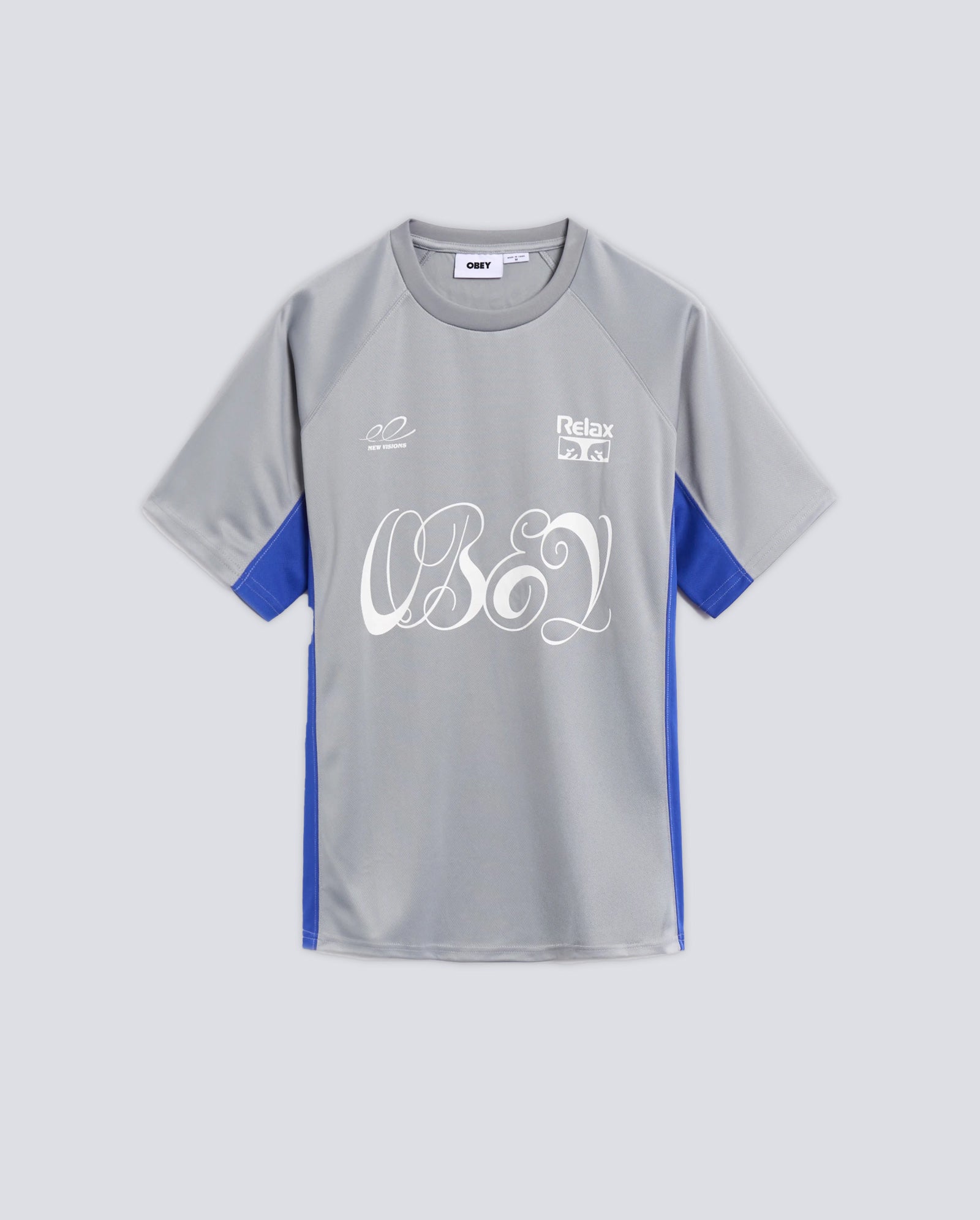 Camiseta Obey Plaza Active Top Quarry Gris Y Azul Hombre 131080369-QRY