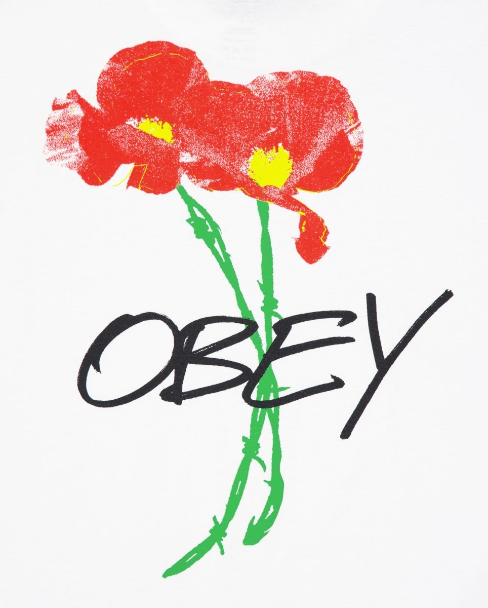 Camiseta Obey Poppies Blanco Unisex  165264123-WHT
