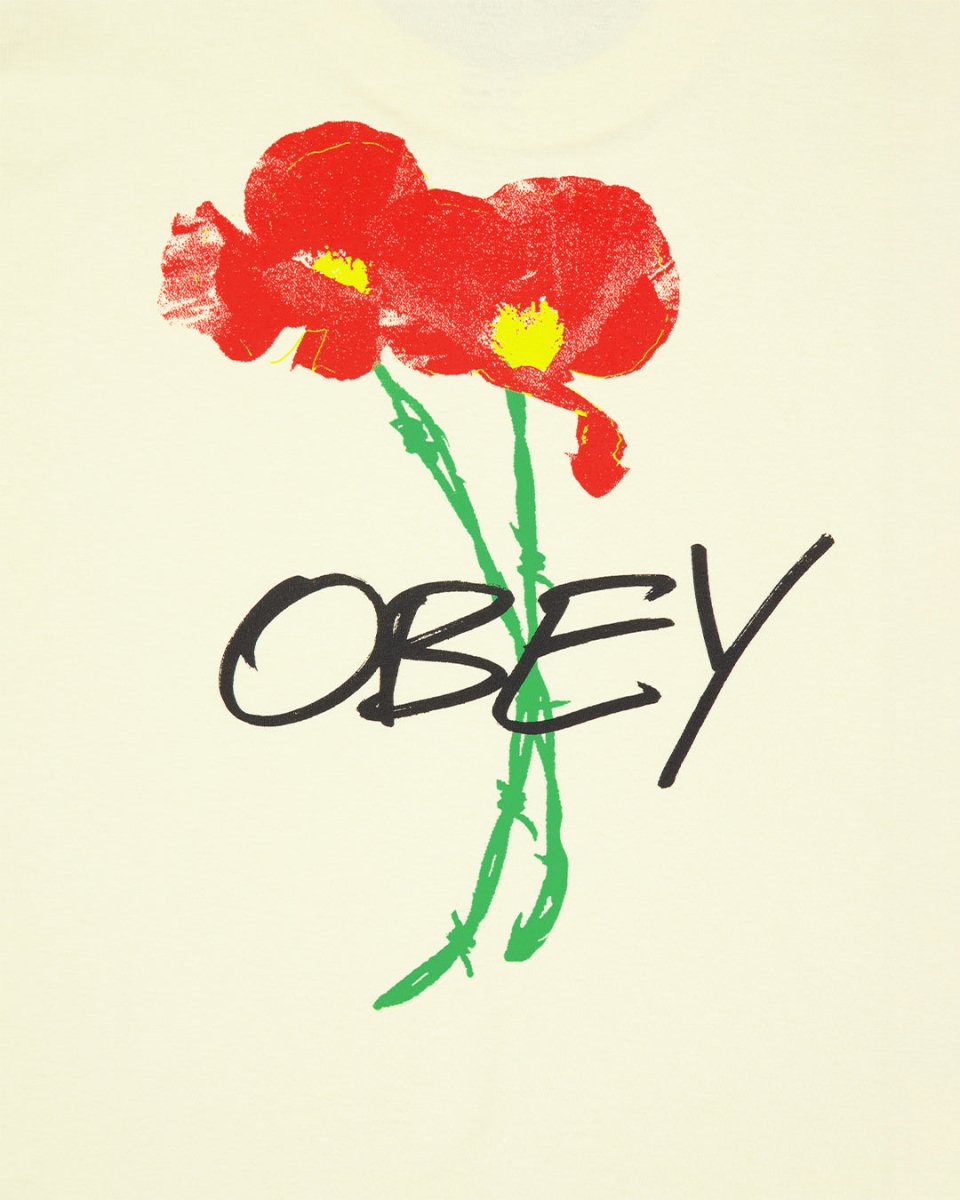 Camiseta Obey Poppies Pale Amarillo Unisex 165264123-PLY