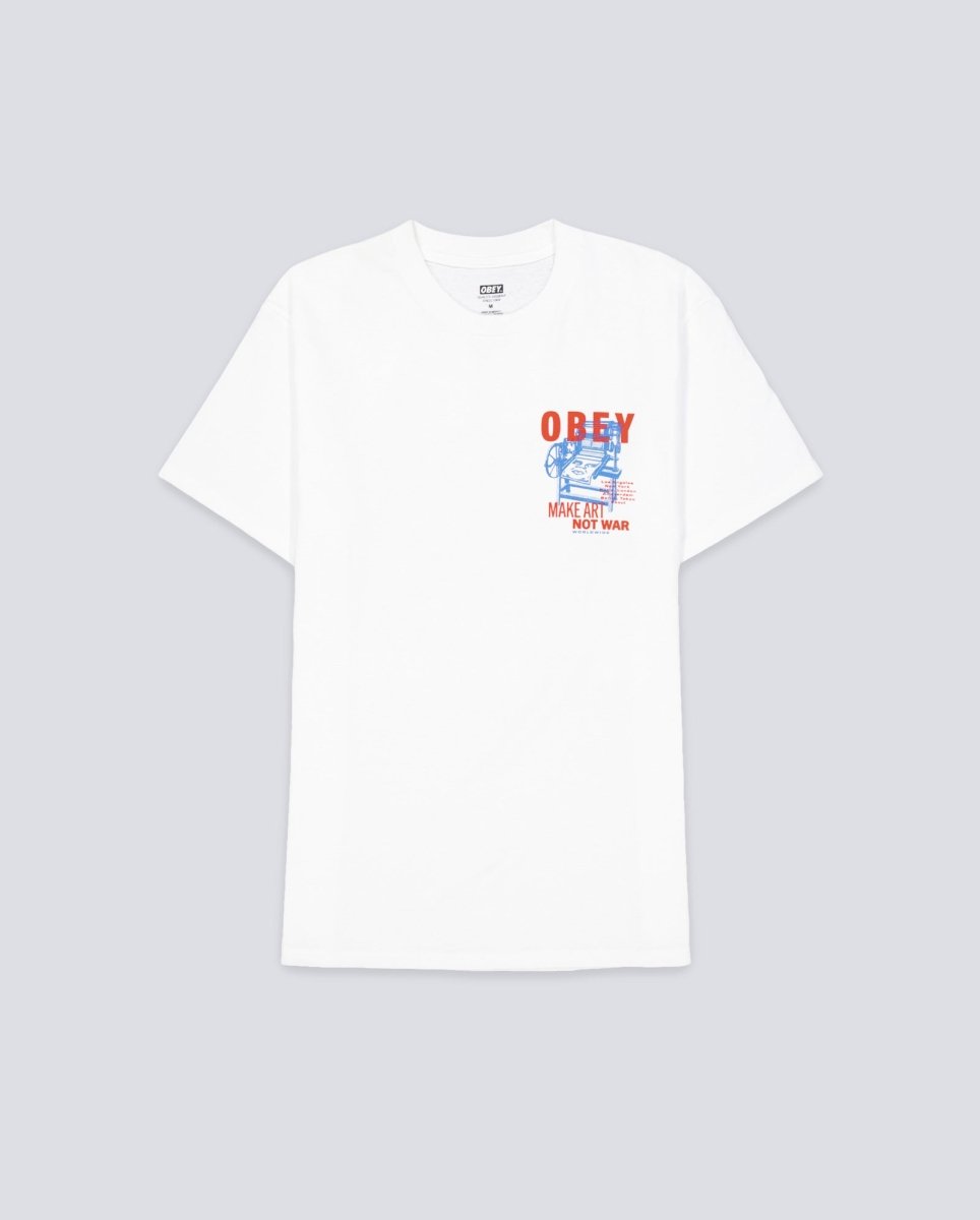 Camiseta Obey Printing Press Make Art Blanco Unisex 165264061-WHT