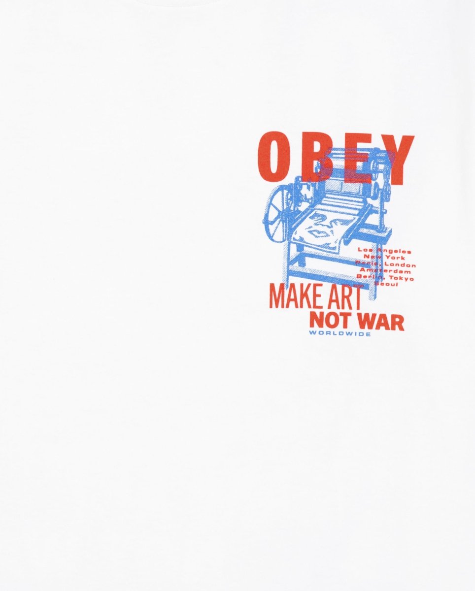 Camiseta Obey Printing Press Make Art Blanco Unisex 165264061-WHT
