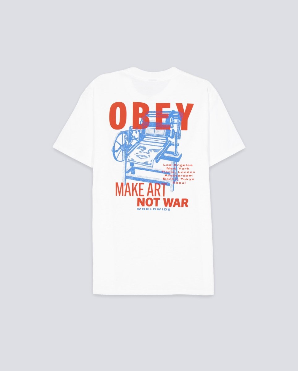 Camiseta Obey Printing Press Make Art Blanco Unisex 165264061-WHT