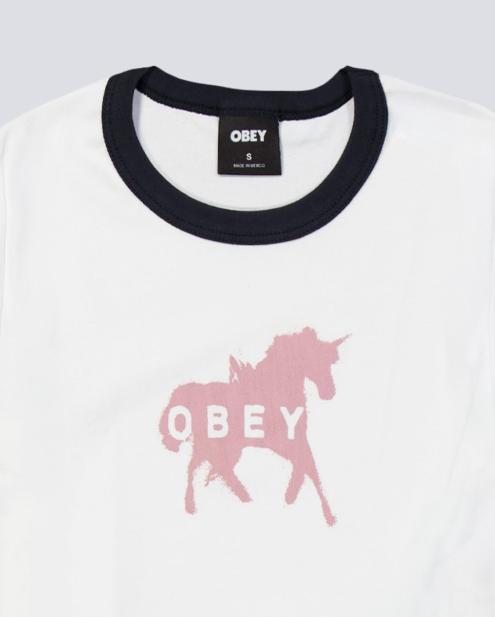 Camiseta Obey Unicorn Kaci Ringer Blanco Mujer 268312753