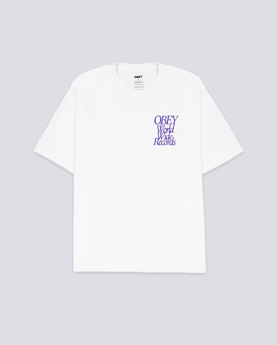 Camiseta Obey Worldwide Records Pigment Blanco Unisex 167924131-VWH