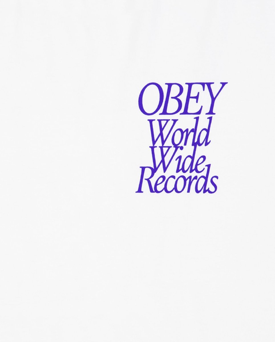 Camiseta Obey Worldwide Records Pigment Blanco Unisex 167924131-VWH