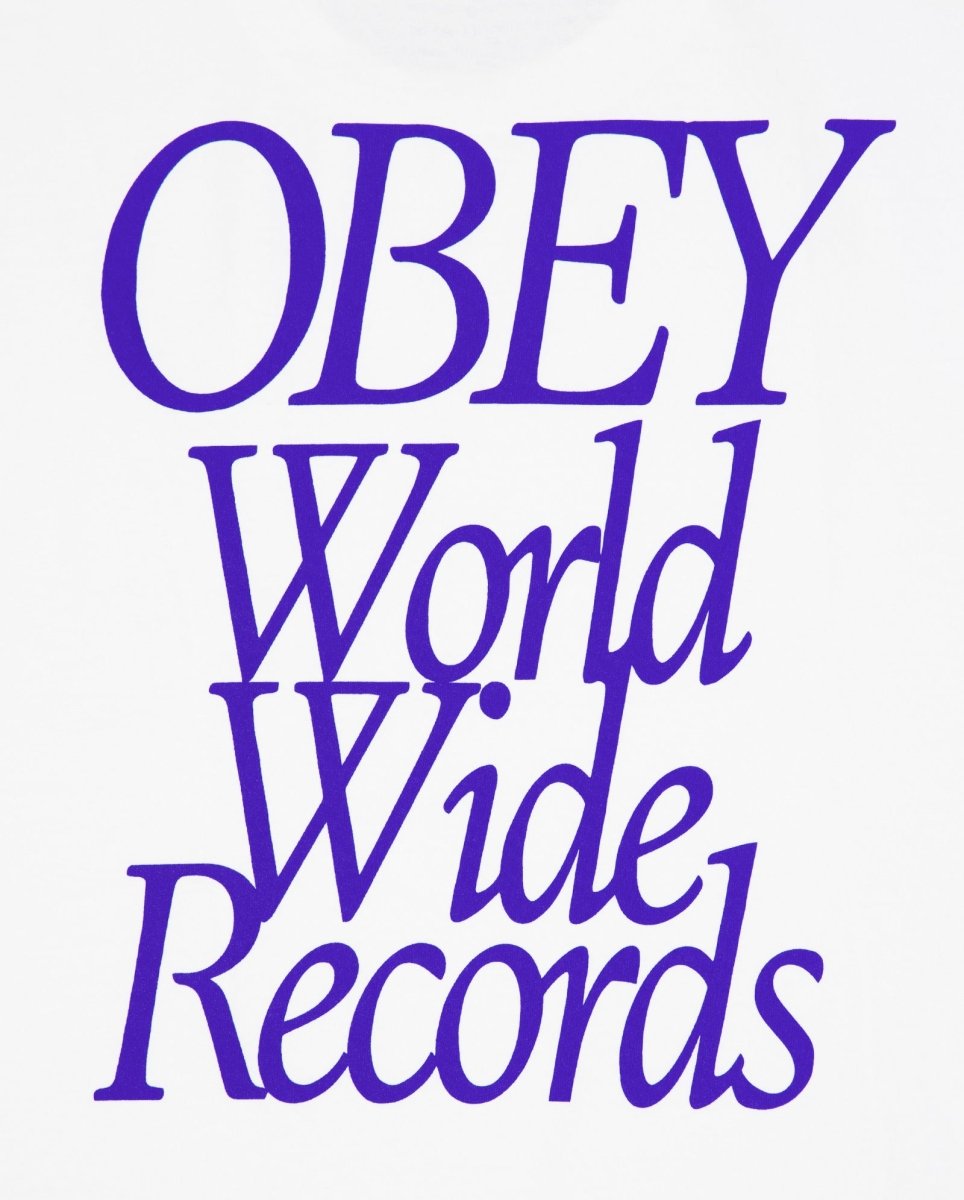 Camiseta Obey Worldwide Records Pigment Blanco Unisex 167924131-VWH