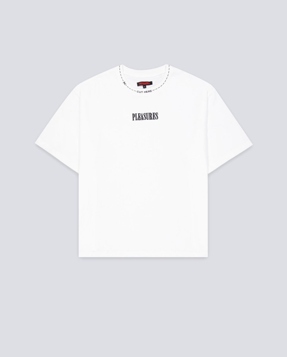 Camiseta Pleasures Cut Here Heavyweight Blanco Unisex P25SP027-WHITE