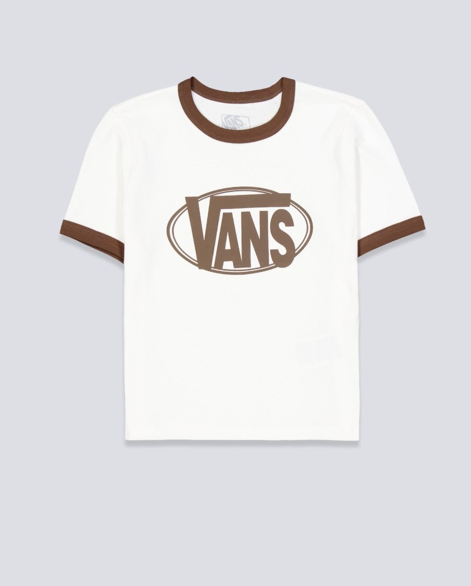 Camiseta Vans Center Chest Ringer Blanco Mujer VN000TXSC9F1