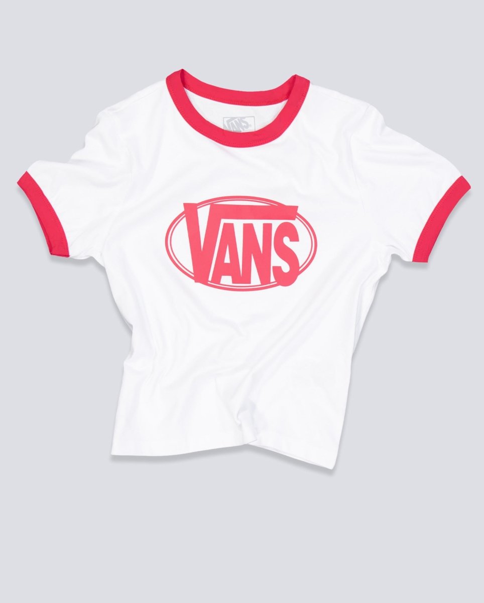 Camiseta Vans Center Chest Ringer Rojo Mujer VN000TXSWHT1
