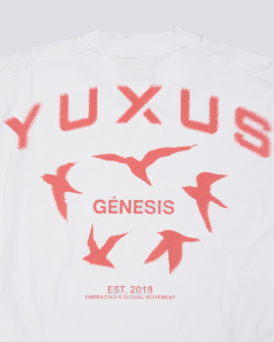 Camiseta Yuxus Maple Genesis Blanco y Rojo Unisex 04-26-GENESIS-M