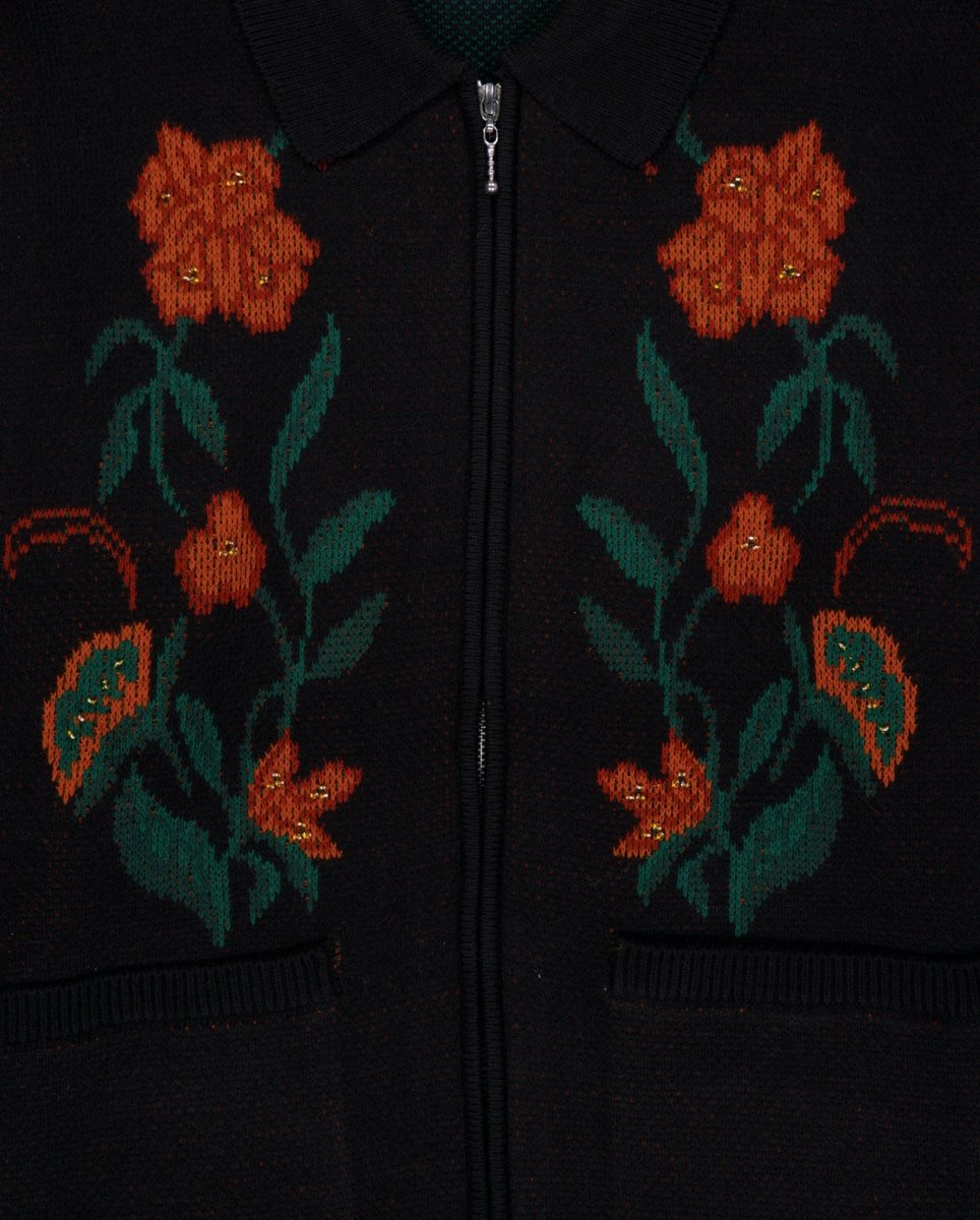 Cardigan Obey Floral Con Cremallera Negro Hombre 151010041-BLK