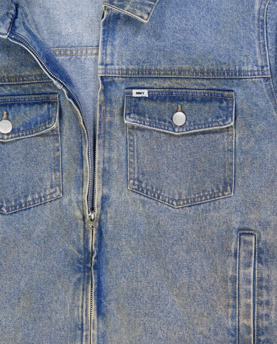 Chaqueta Obey Base Trucker Azul Hombre 121800615-HVLI