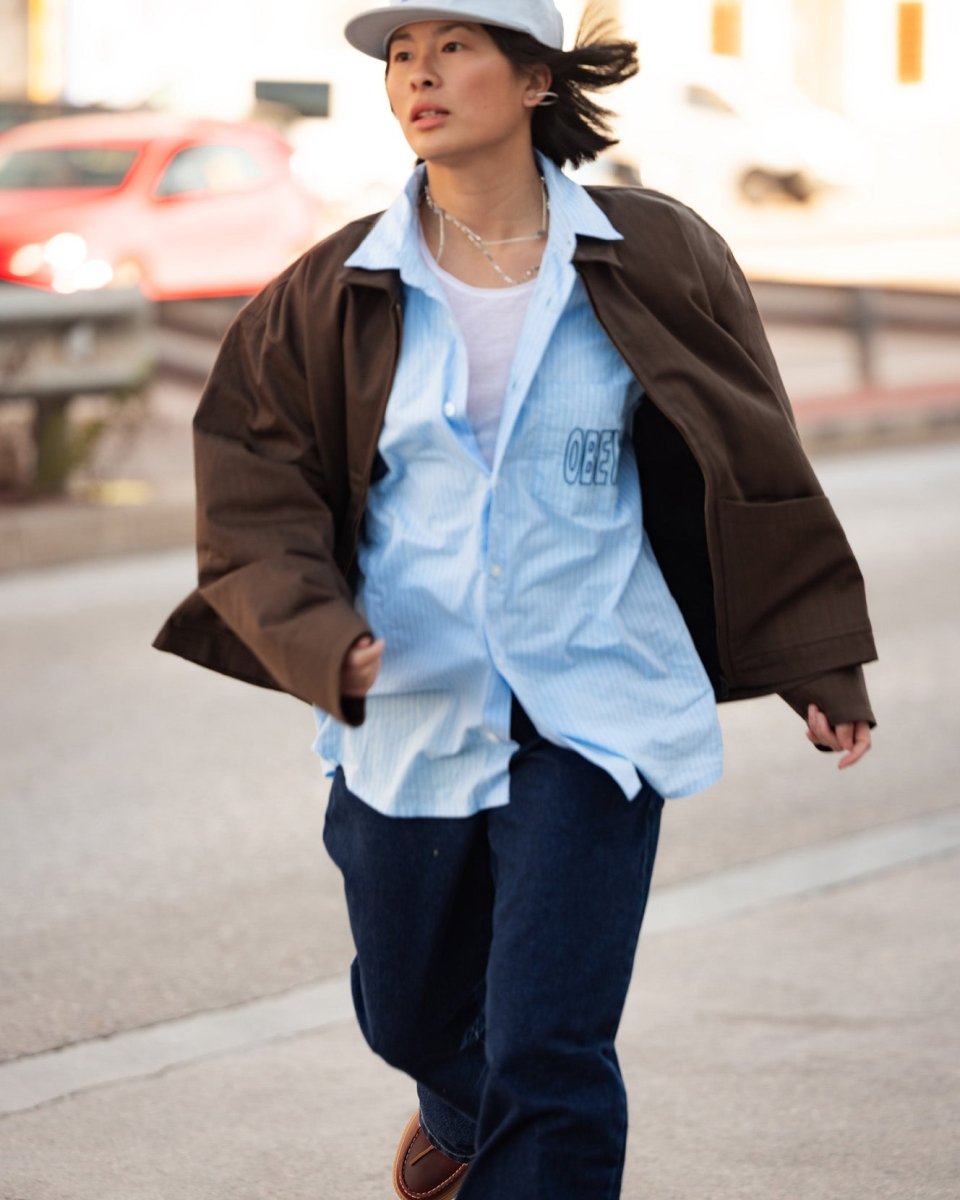 Camisa Obey Bigwig Blueprint Woven Azul Unisex