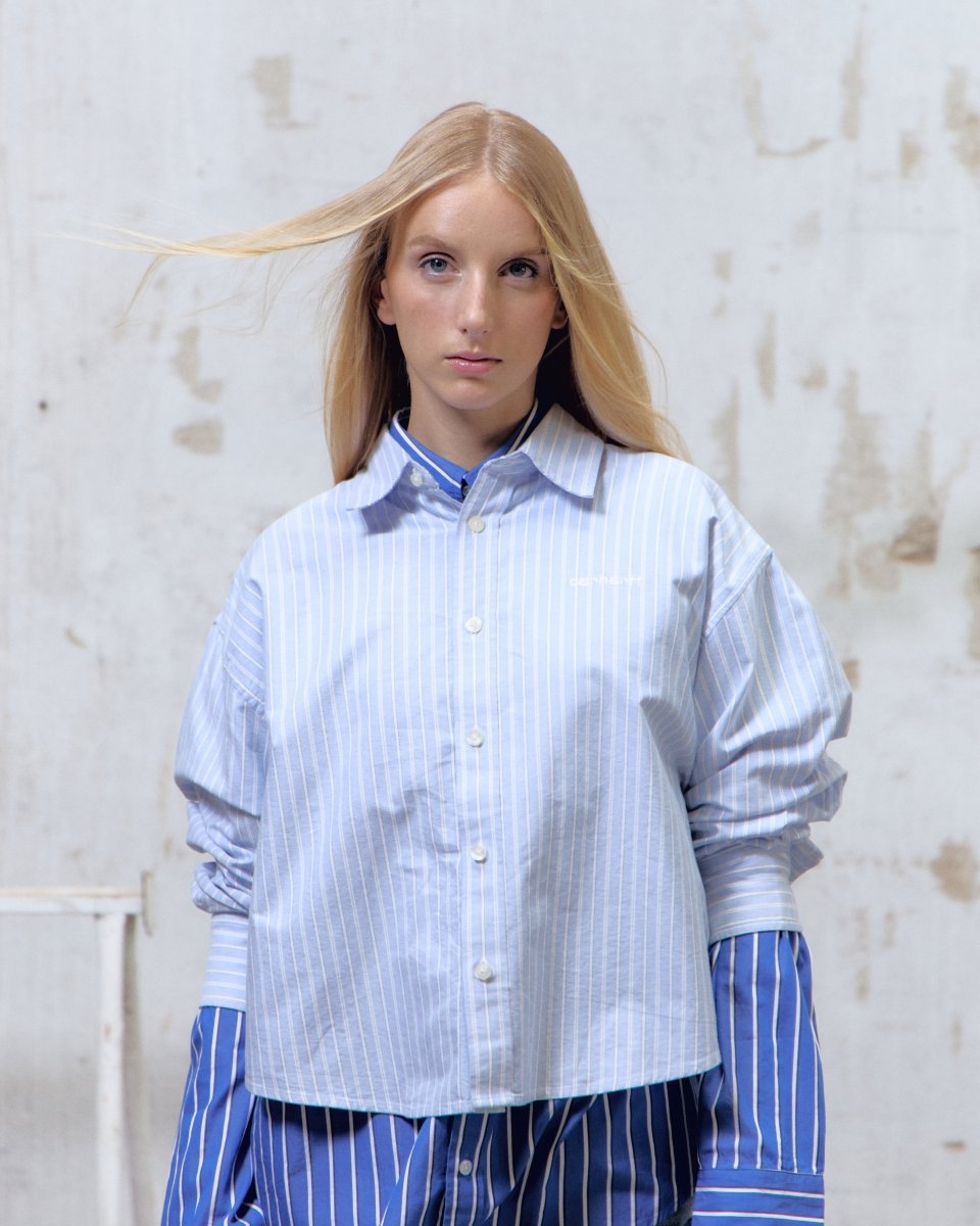 Camisa Carhart Wip Kanan Rayas Azul Mujer