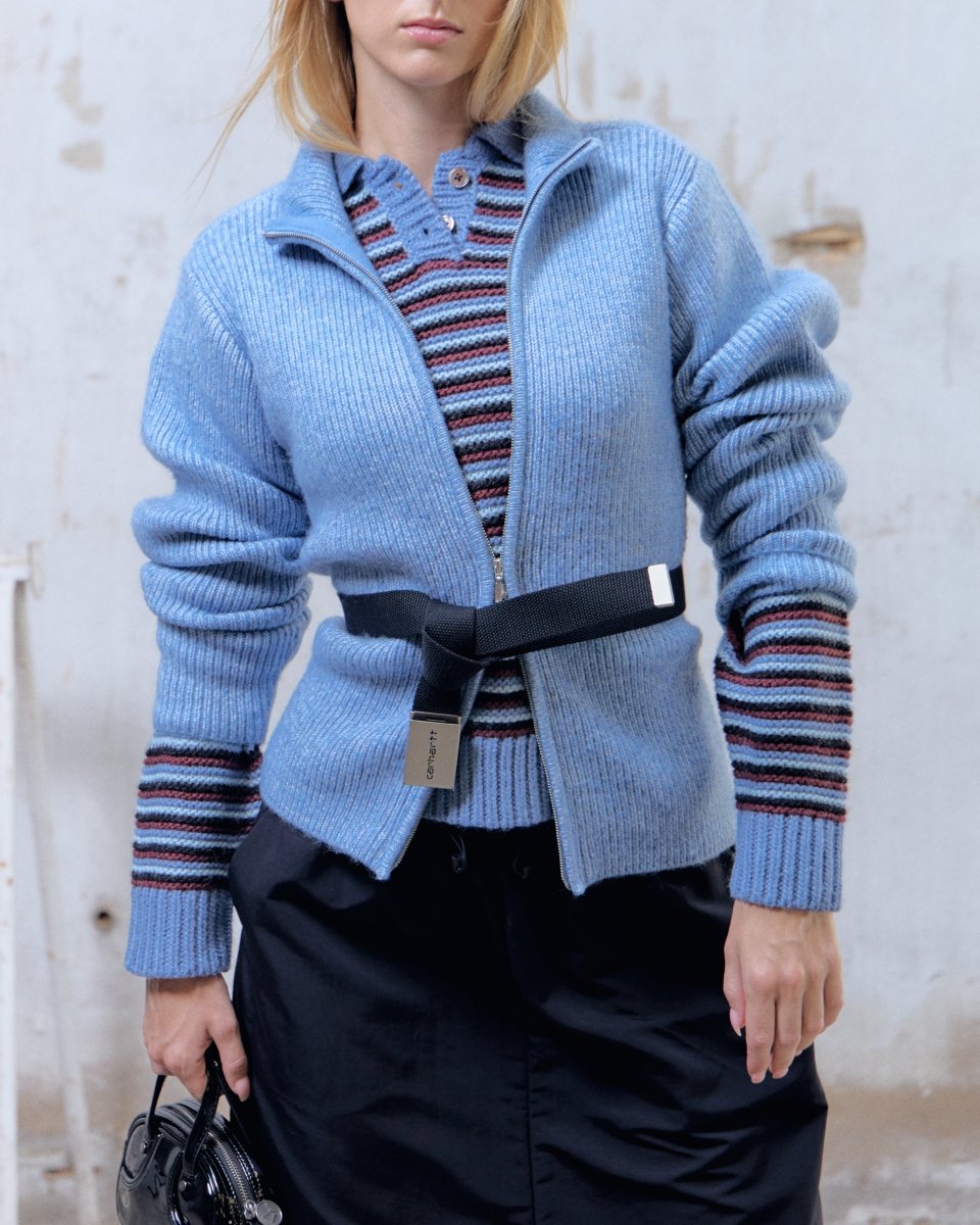 Cárdigan Obey Ciel 2Way Zip Azul Mujer