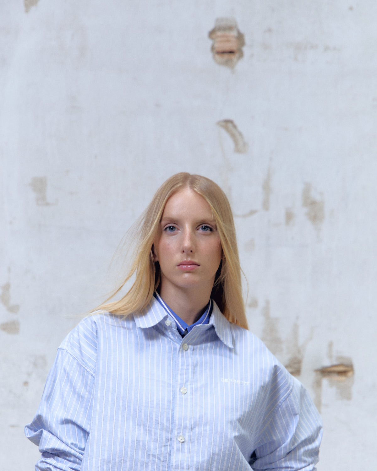 Camisa Carhart Wip Kanan Rayas Azul Mujer