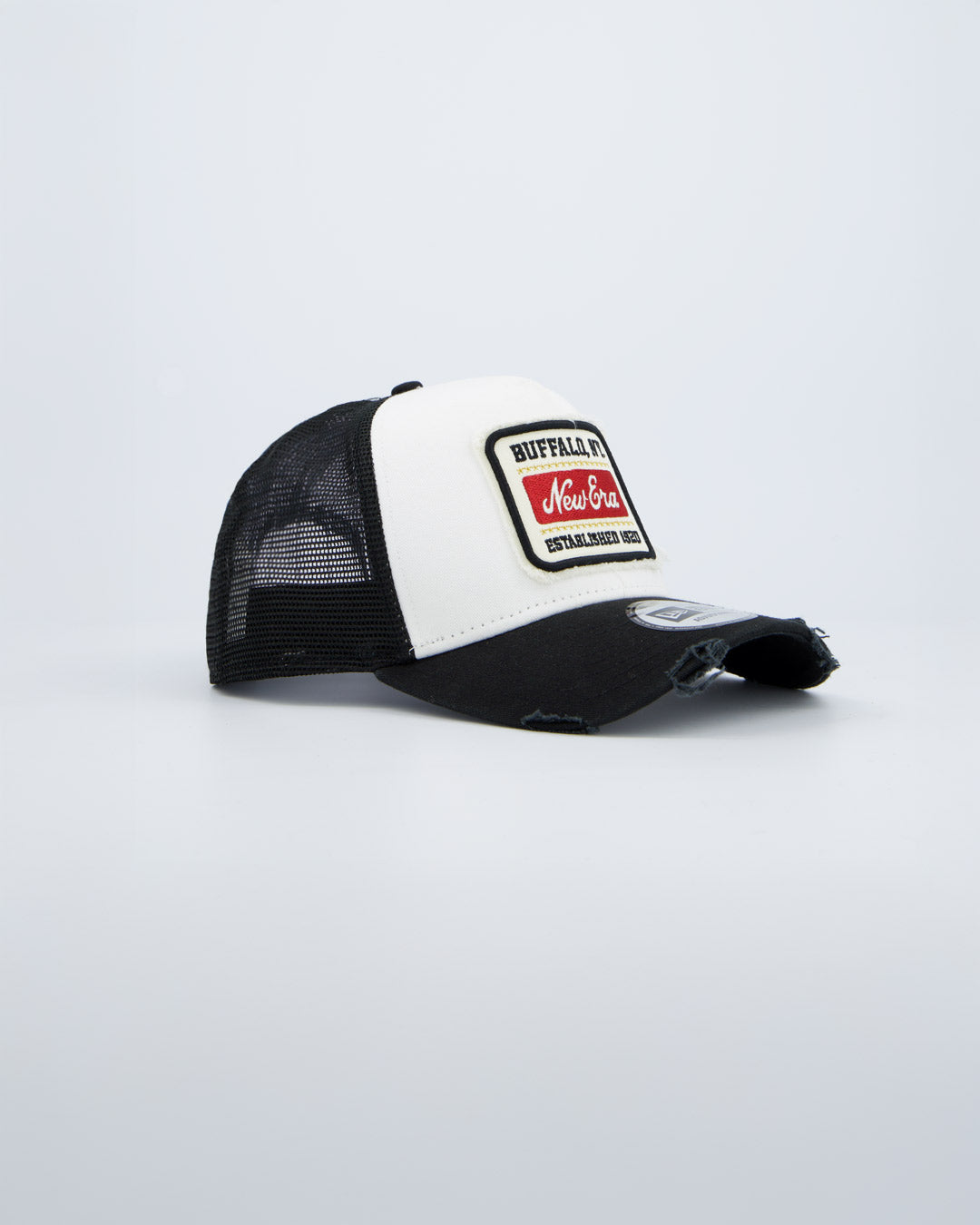 Gorra New Era Patch Distressed Negro Y Blanco Unisex