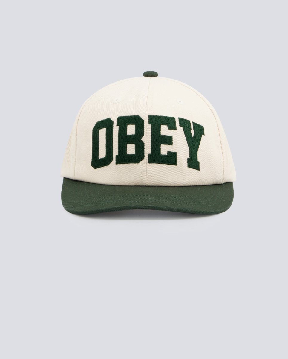 Gorra Obey Collegiate 6 Pnl Strapback Verde Y Beige Unisex 100580404-CDM