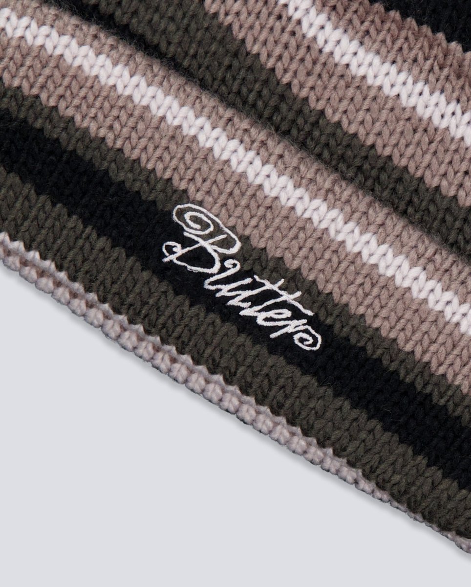 Gorro Butter Goods Ombre Stripe Knit Negro y Gris Unisex