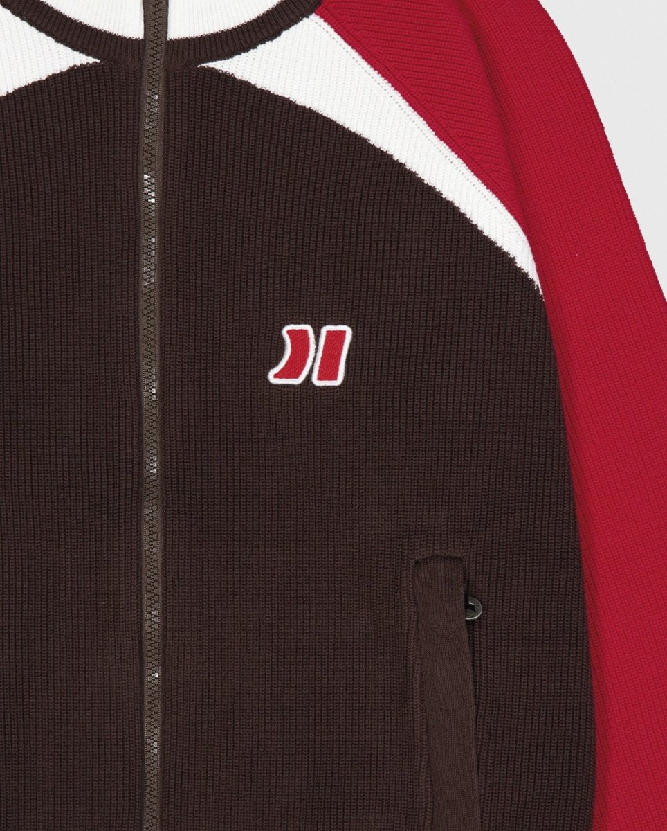 Jersey Coolway Brown Knit Zipper Marrón Y Rojo Unisex 9028764
