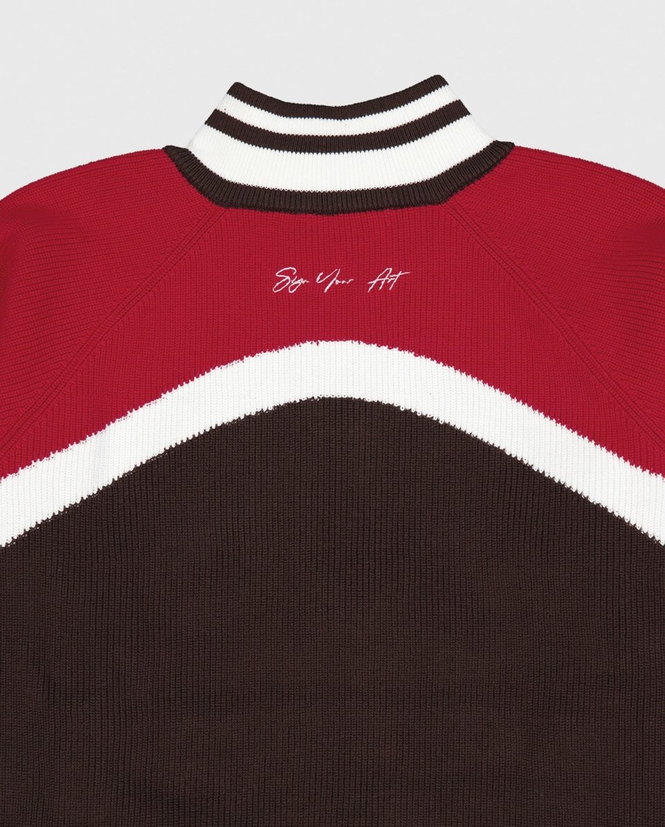 Jersey Coolway Brown Knit Zipper Marrón Y Rojo Unisex 9028764