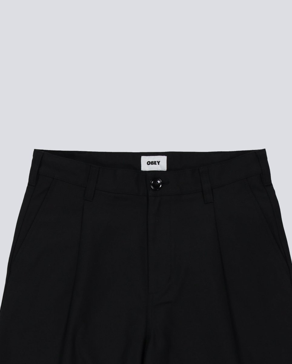 Pantalón Corto Obey Dean Pleated Negro Hombre 172100101-BLK