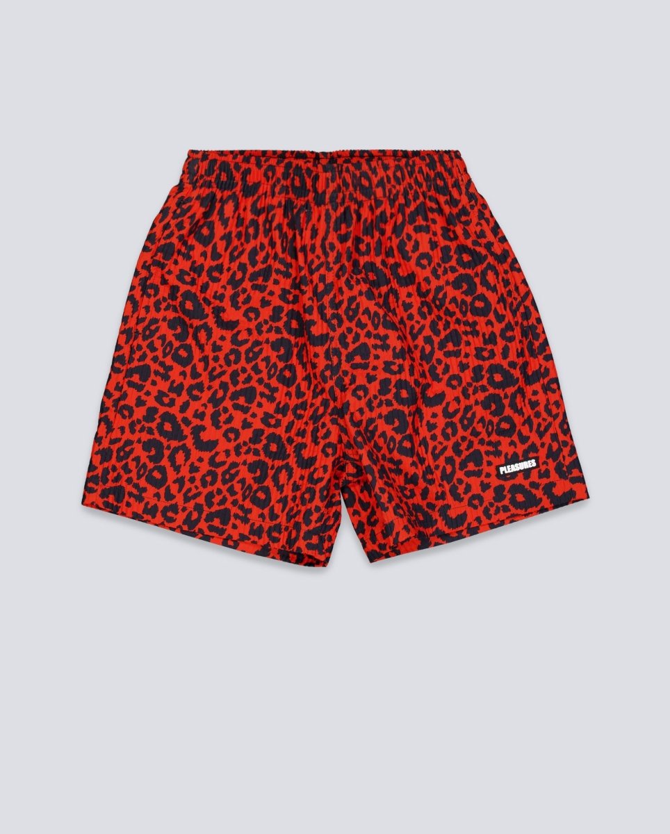 Pantalón Corto Pleasures Leopard Active Rojo Hombre P25SU033-RED