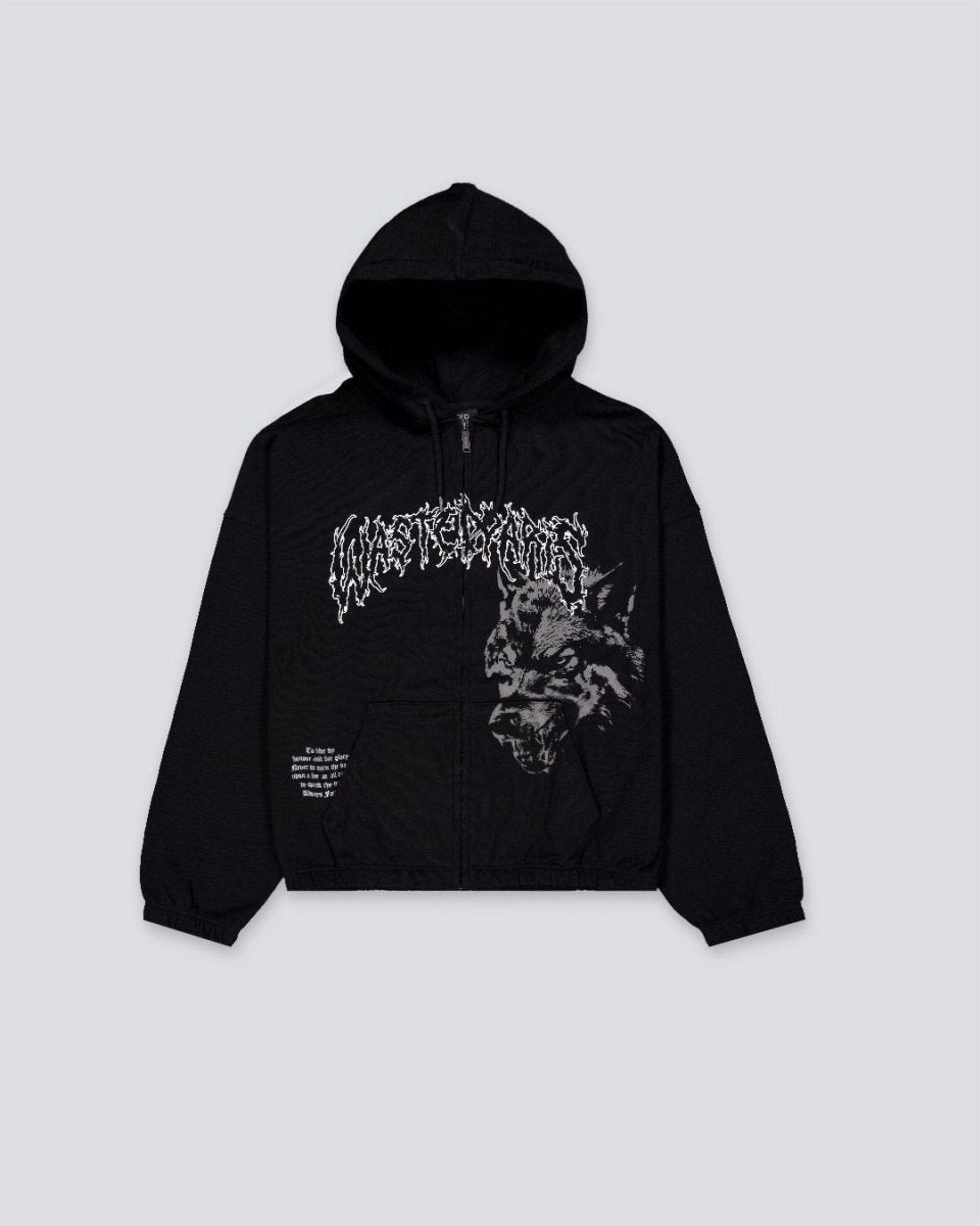 Sudadera Con Cremallera Wasted Paris Varg Boxy Zip Negro Unisex WSTDSS25-37-BLK