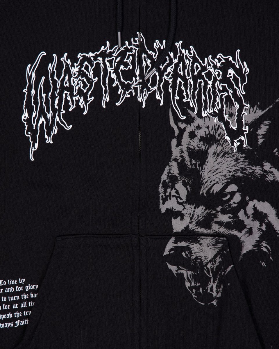 Sudadera Con Cremallera Wasted Paris Varg Boxy Zip Negro Unisex WSTDSS25-37-BLK
