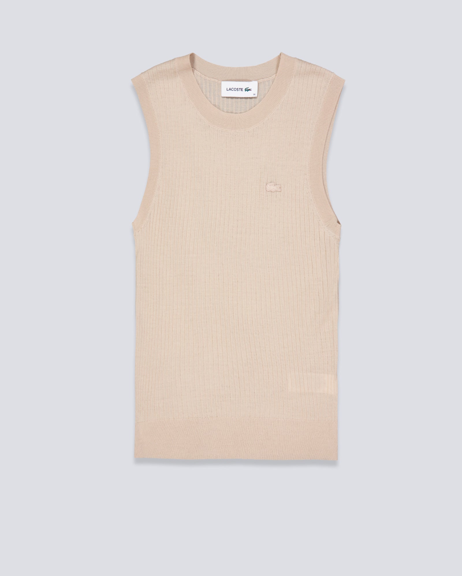 Top Sin Mangas Lacoste Canalé Beige Mujer AF9988-X6F