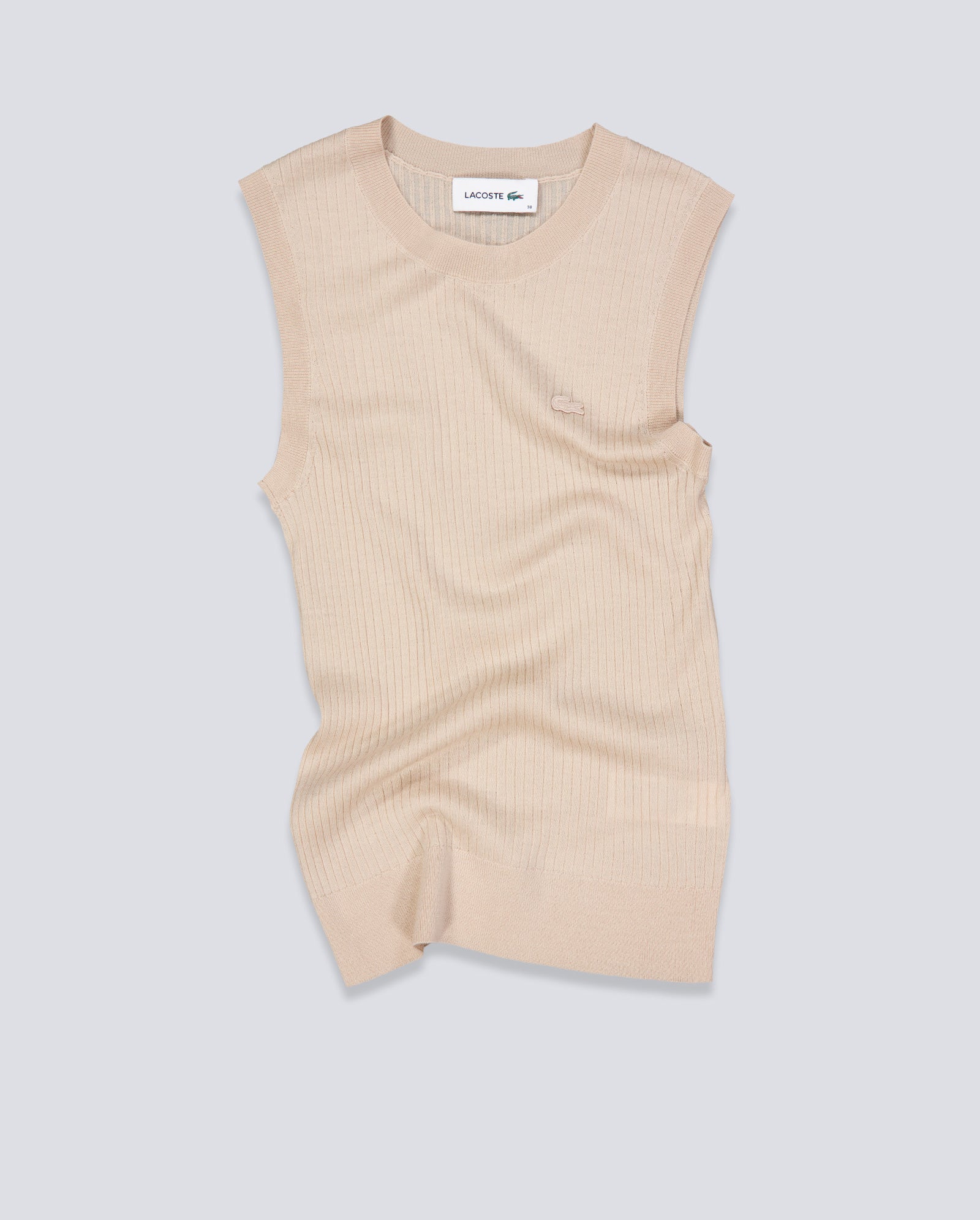 Top Sin Mangas Lacoste Canalé Beige Mujer AF9988-X6F