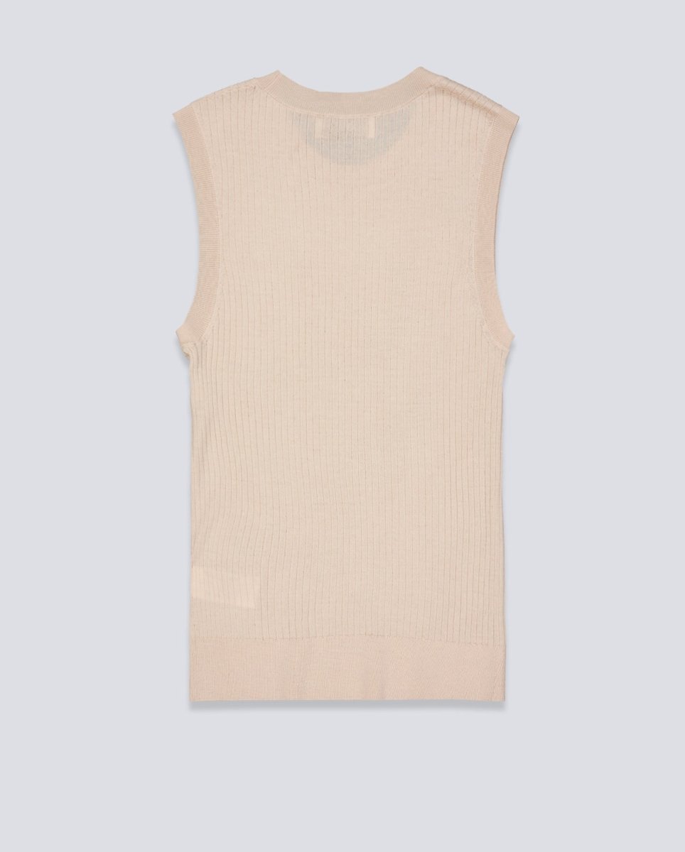 Top Sin Mangas Lacoste Canalé Beige Mujer AF9988-X6F