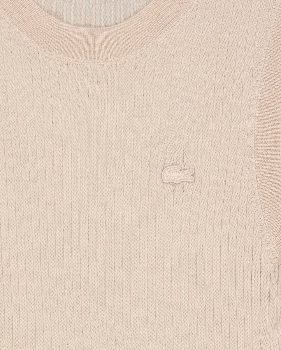Top Sin Mangas Lacoste Canalé Beige Mujer AF9988-X6F