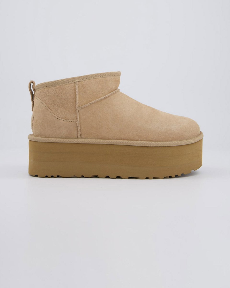 Ugg W Classic Ultra Mini Plat Beige Mujer Botas