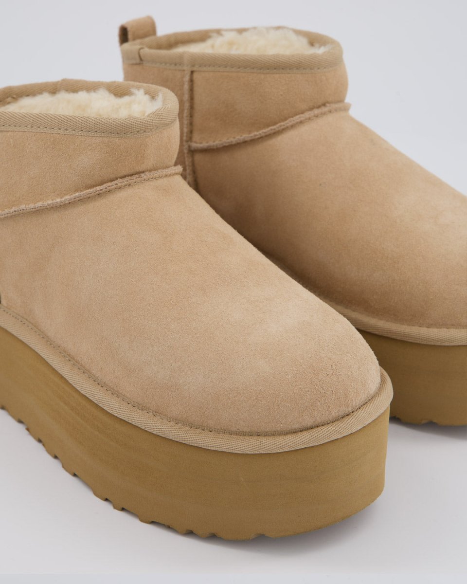 Ugg W Classic Ultra Mini Plat Beige Mujer Botas